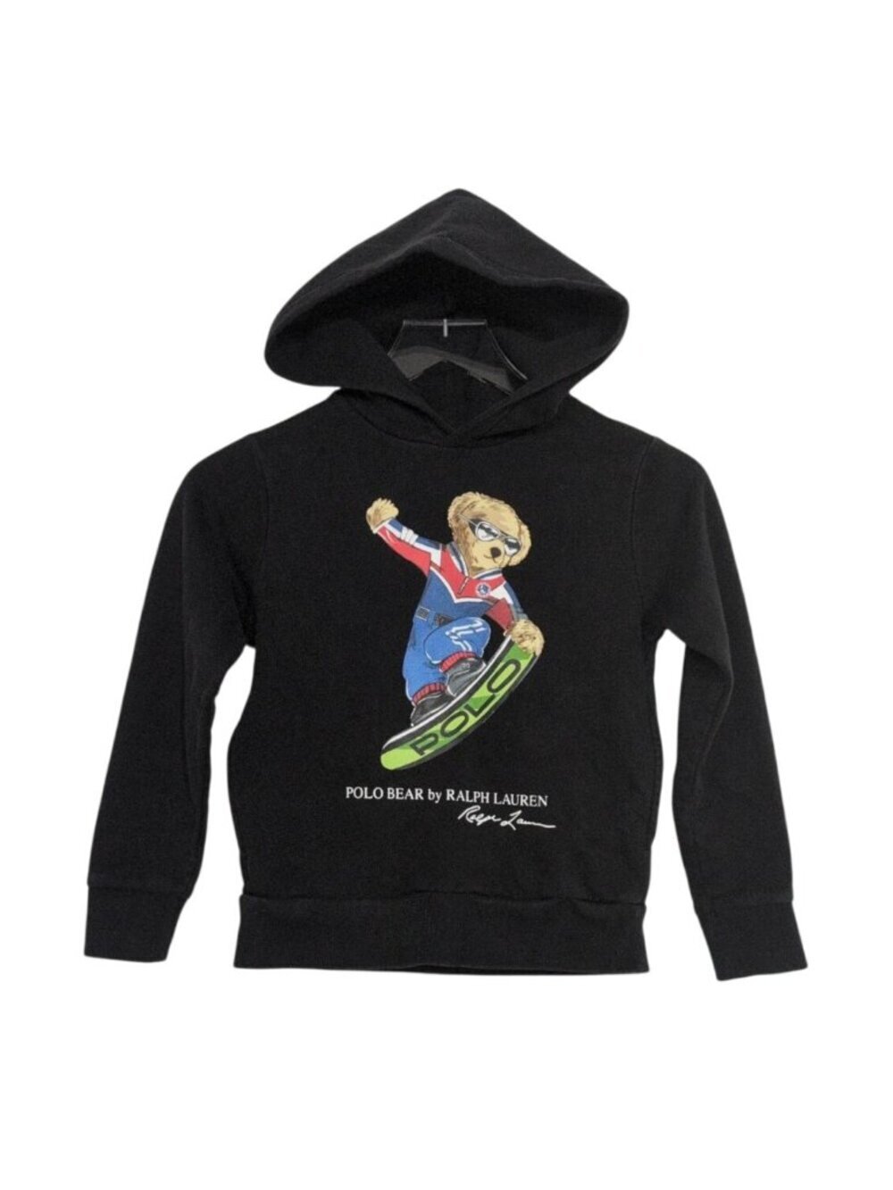 Polo Ralph Lauren Snowboard Bear Hoodie Boys Size Small Black Pullover Sweatshir